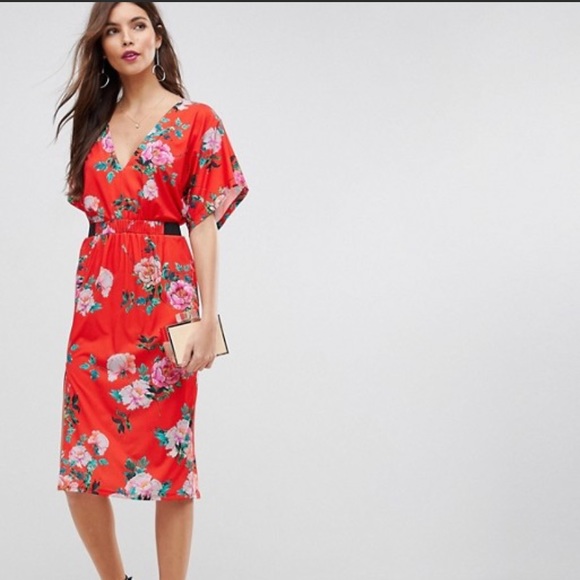 asos red midi dress